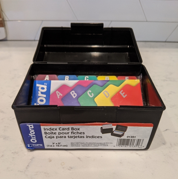 NEW Black Oxford Plastic Index Card File Box with Poly A-Z Index Card Guides - Picture 1 of 8